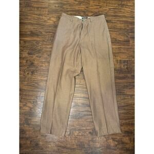 Vintage Polo Ralph Lauren Pants Mens 34x36 Herringbone Pleated Dress Pants Brown
